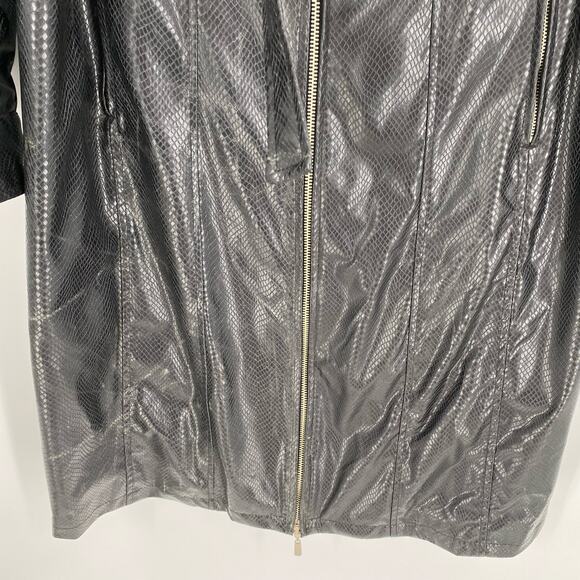Rampage black faux snakeskin full zip jacket with belt Womens size large - Picture 13 of 16